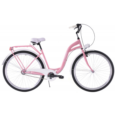 Mestský bicykel 28" Kozbike K22 3 prevodový Ružovo-biely